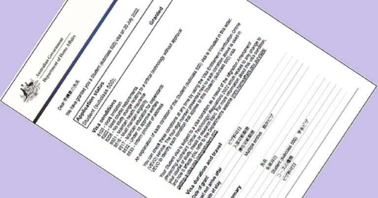 2022年】学生ビザに記載されている情報および条件｜オーストラリア